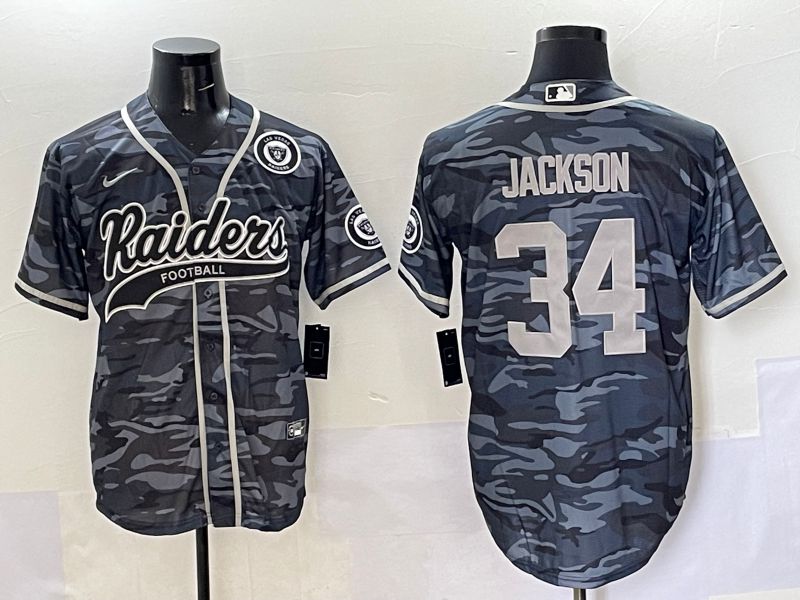Men 2025 Oakland Raiders #34 Jackson Camo Joint Name Nike Limited NFL Jersey style 7